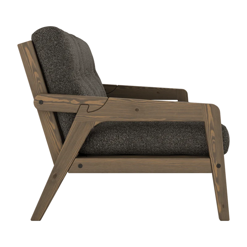 Canapé convertible en pin foncé avec son matelas futon mellow brown Grab - Karup Design