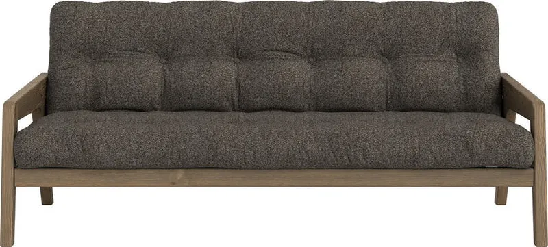 Canapé convertible en pin foncé avec son matelas futon mellow brown Grab - Karup Design