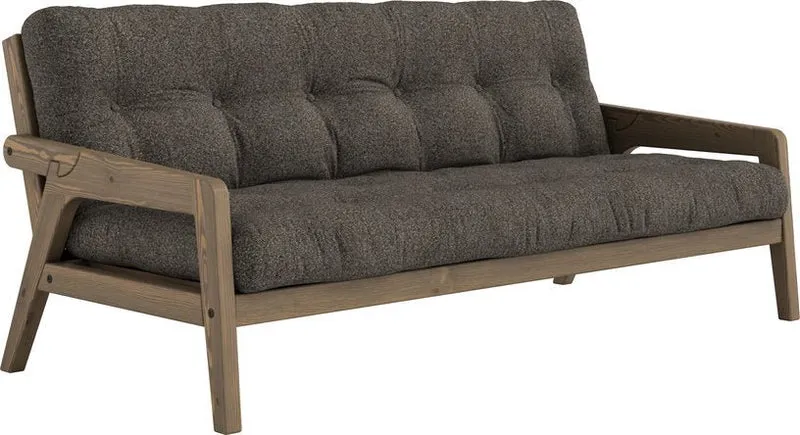 Canapé convertible en pin foncé avec son matelas futon mellow brown Grab - Karup Design