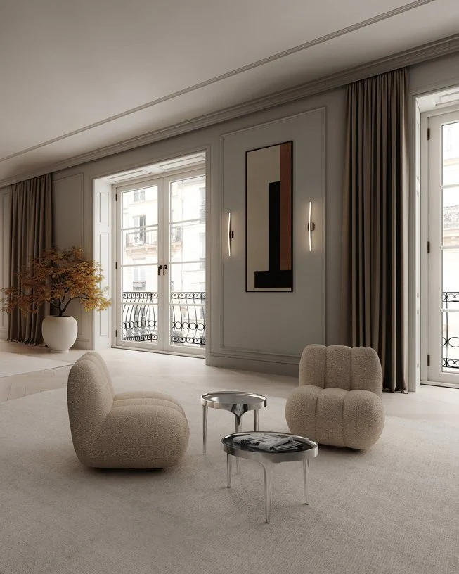 Fauteuil design en tissu bouclé beige Toe - 101 COPENHAGEN