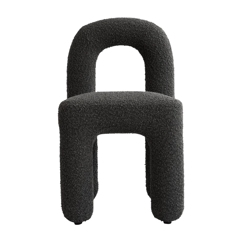 Chaise de salle à manger en tissu bouclé taupe foncé Daiku - 101 COPENHAGEN