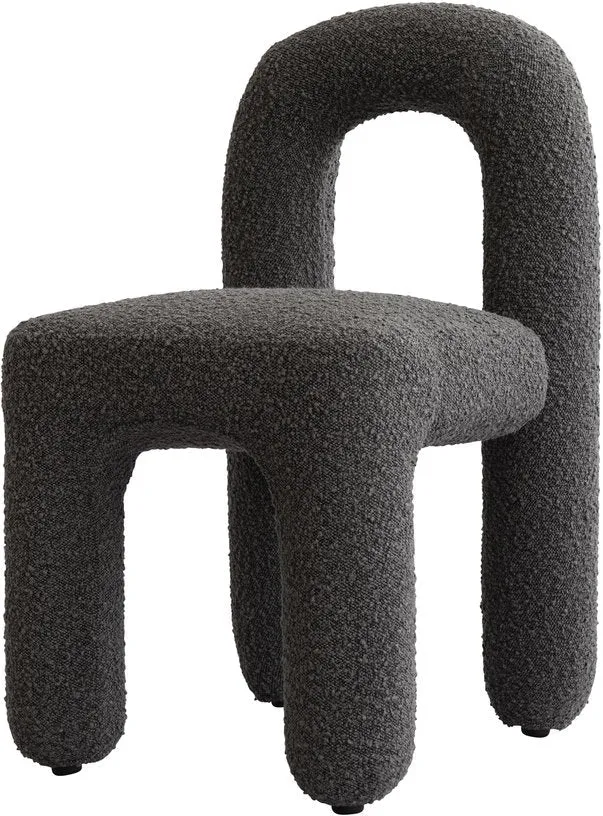 Chaise de salle à manger en tissu bouclé taupe foncé Daiku - 101 COPENHAGEN