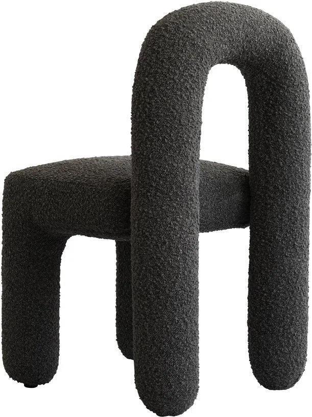 Chaise de salle à manger en tissu bouclé taupe foncé Daiku - 101 COPENHAGEN