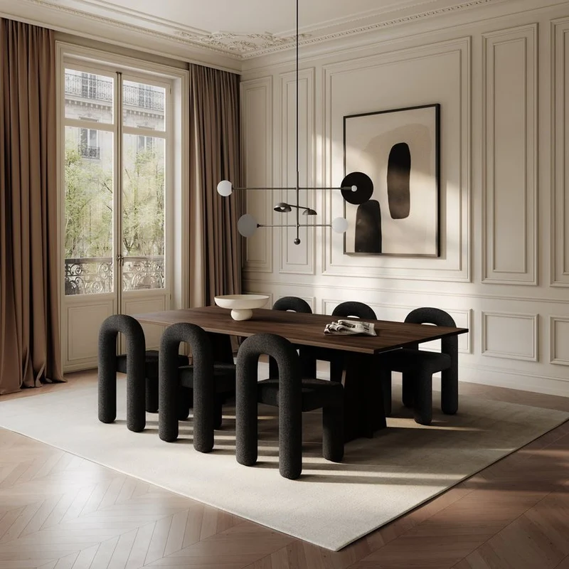 Chaise de salle à manger en tissu bouclé taupe foncé Daiku - 101 COPENHAGEN