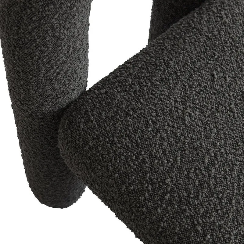 Chaise de salle à manger en tissu bouclé taupe foncé Daiku - 101 COPENHAGEN