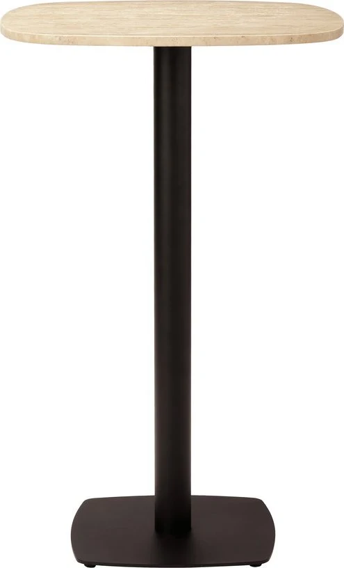 Table de bar en acier noir et plateau en travertin 68x109cm Gather - Umage
