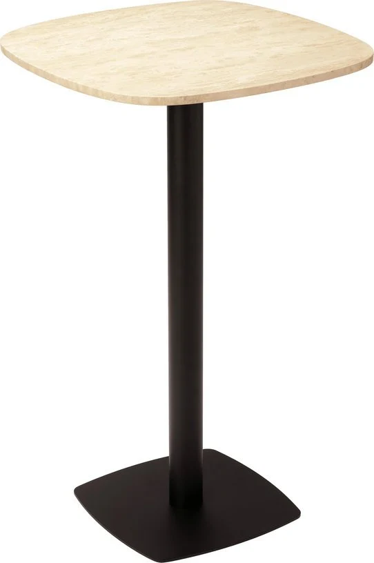 Table de bar en acier noir et plateau en travertin 68x109cm Gather - Umage