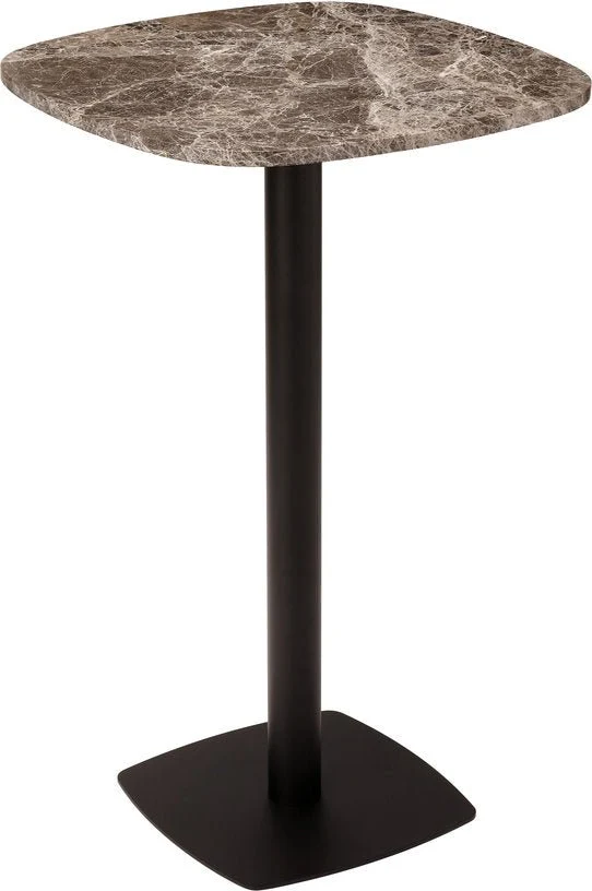 Table de bar en acier noir et plateau en marbre 68x109cm Gather - Umage