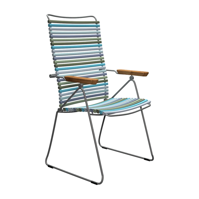 Chaise en métal et plastique multicolore bleu avec accoudoirs 106,5x58,5cm Click - Houe