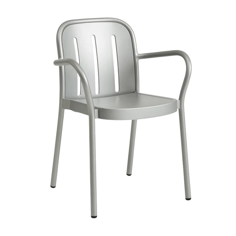 Chaise de jardin avec accoudoirs en métal gris argenté Deville - HAY