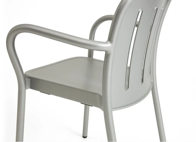 Chaise de jardin avec accoudoirs en métal gris argenté Deville - HAY