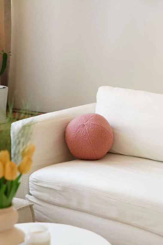 Coussin en tissu bouclé rose 20xcm Teddy - Home Design