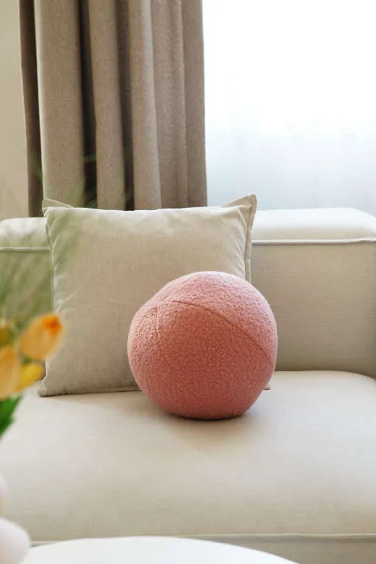 Coussin en tissu bouclé rose 20xcm Teddy - Home Design