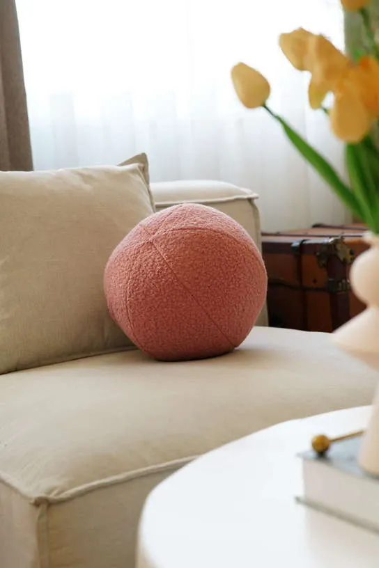 Coussin en tissu bouclé rose 20xcm Teddy - Home Design
