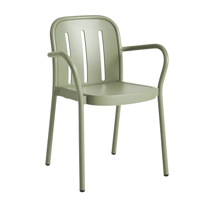 Chaise de jardin avec accoudoirs en métal vert Deville - HAY
