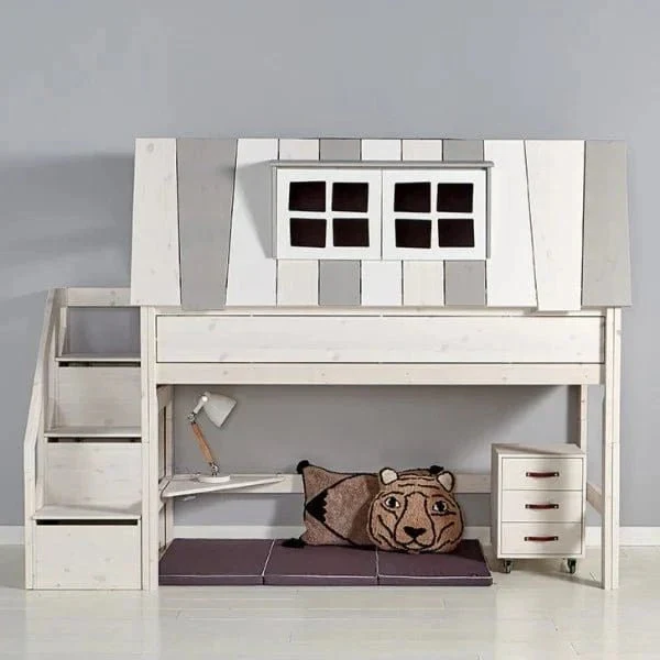 Lifetime Kidsrooms Hochbett mit Treppe 128 cm - My Hangout Weiss