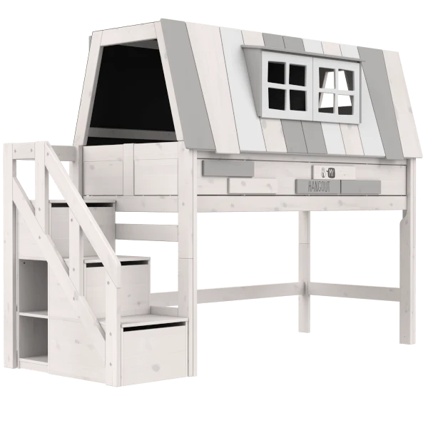 Lifetime Kidsrooms Hochbett mit Treppe 128 cm - My Hangout Weiss