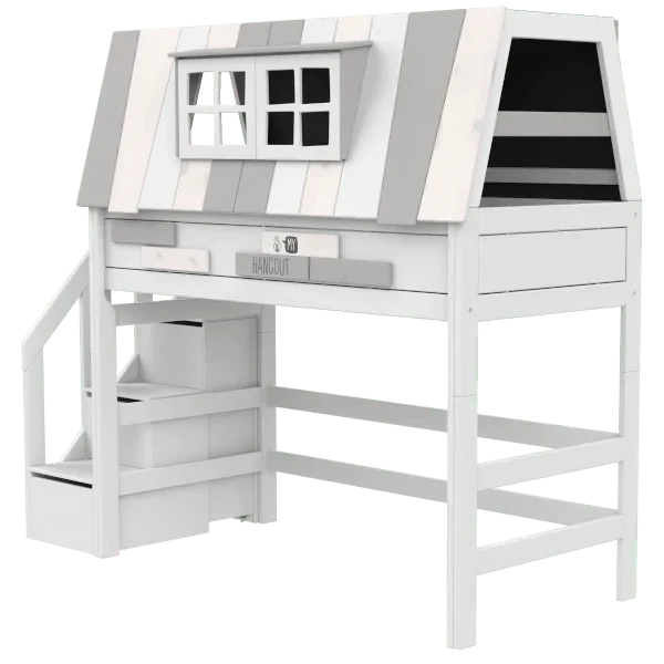 Lifetime Kidsrooms Hochbett mit Treppe 152 cm - My Hangout Weiss
