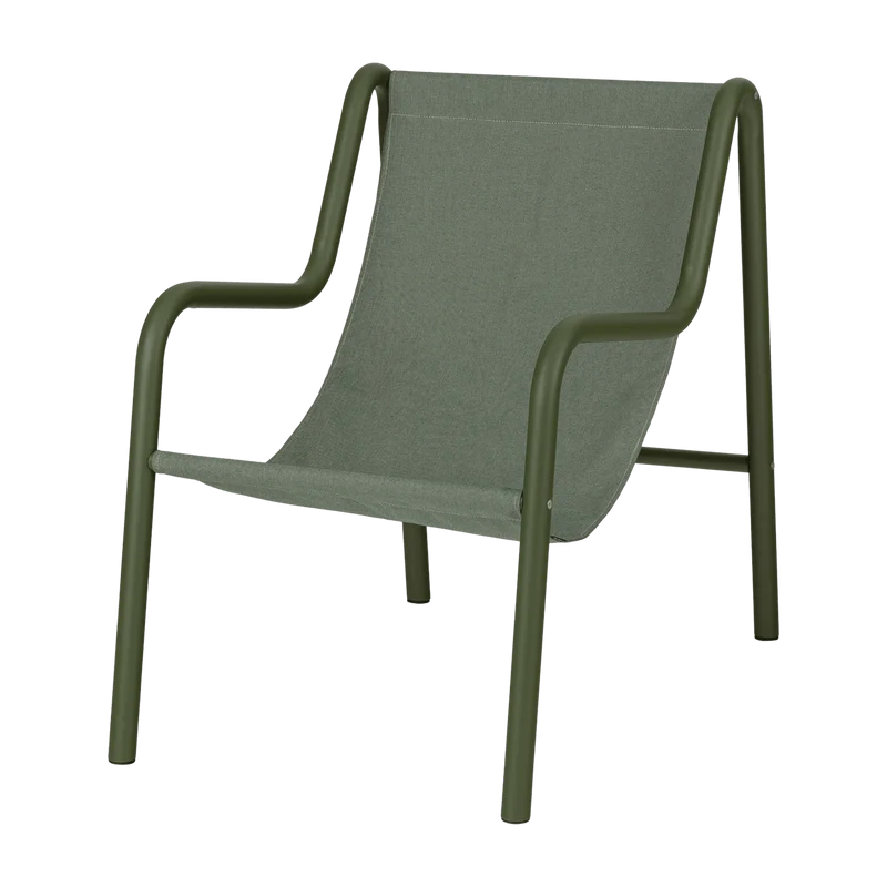 Fauteuil de jardin en acier vert forêt et tissu oléfine Nokk - noo.ma