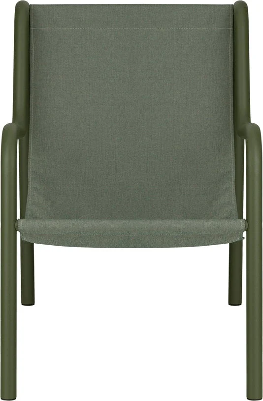 Fauteuil de jardin en acier vert forêt et tissu oléfine Nokk - noo.ma