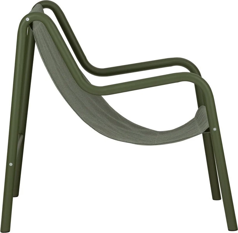 Fauteuil de jardin en acier vert forêt et tissu oléfine Nokk - noo.ma