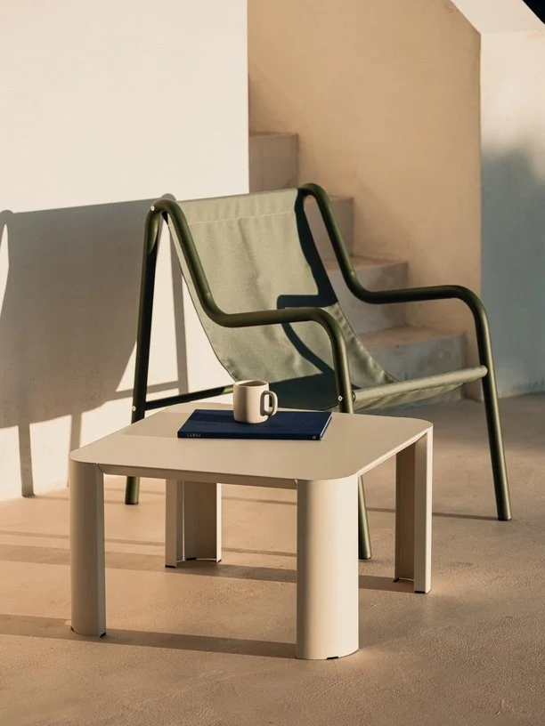 Fauteuil de jardin en acier vert forêt et tissu oléfine Nokk - noo.ma