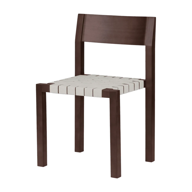 Chaise en bois de hêtre massif brun cacao et sangles naturelles en coton Toli - noo.ma