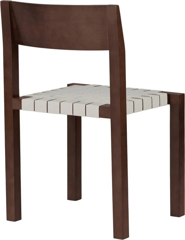 Chaise en bois de hêtre massif brun cacao et sangles naturelles en coton Toli - noo.ma
