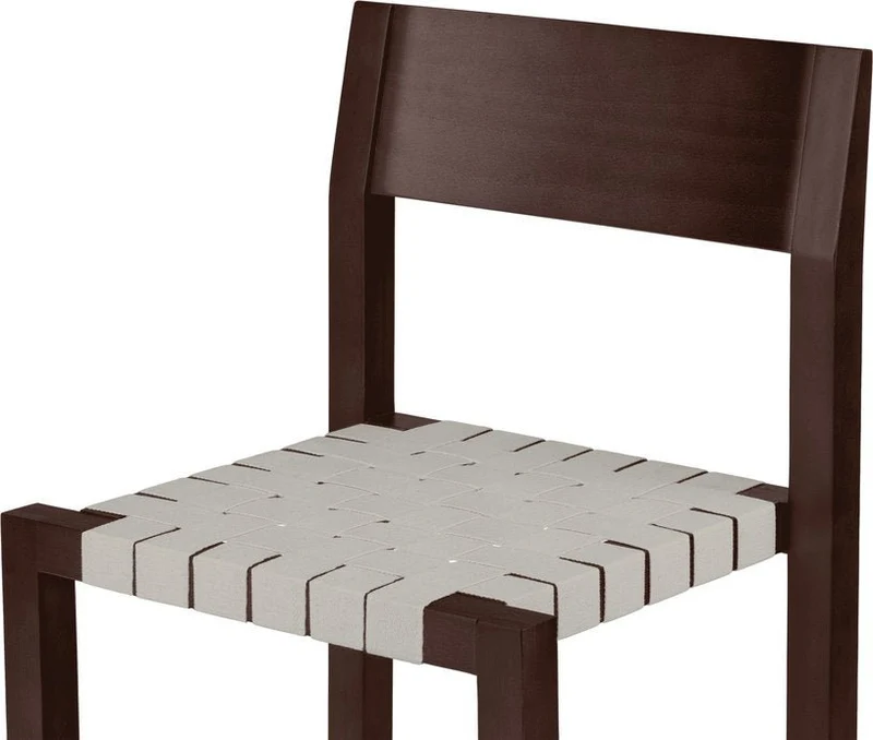 Chaise en bois de hêtre massif brun cacao et sangles naturelles en coton Toli - noo.ma