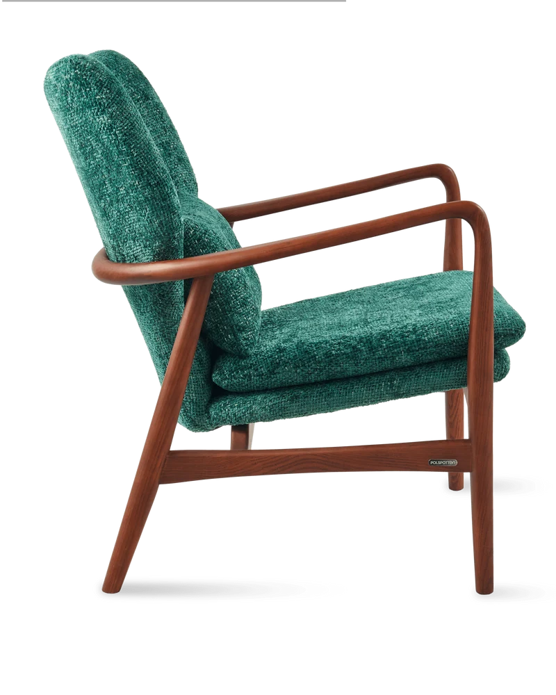 Fauteuil en tissu vert foncé et bois de frêne Greenish Peggy - Pols Potten