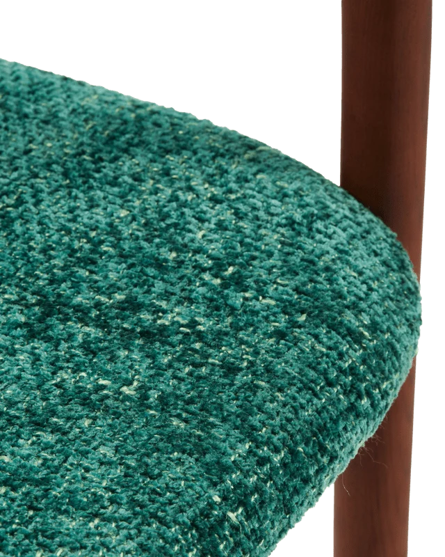 Chaise de salle à manger avec accoudoirs en tissu vert foncé et bois de frêne Greenish Henry - Pols Potten