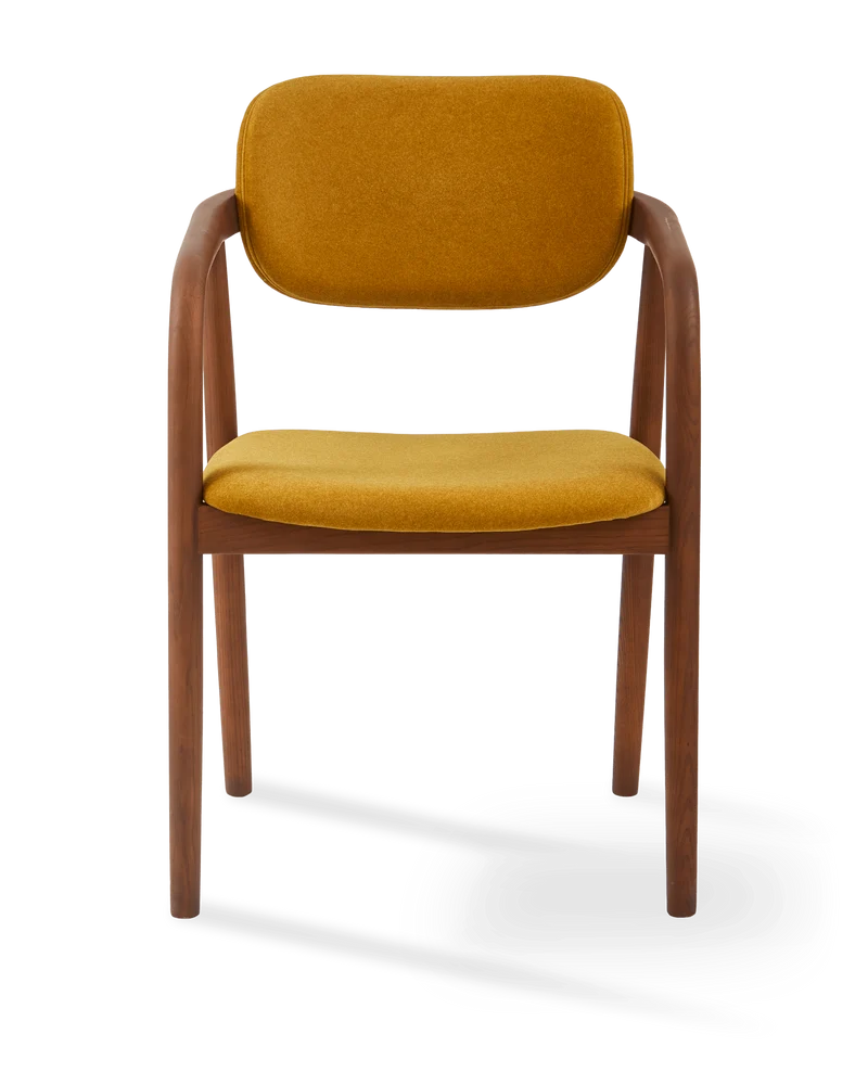 Chaise de salle à manger avec accoudoirs en tissu jaune et bois de frêne Soft Henry - Pols Potten
