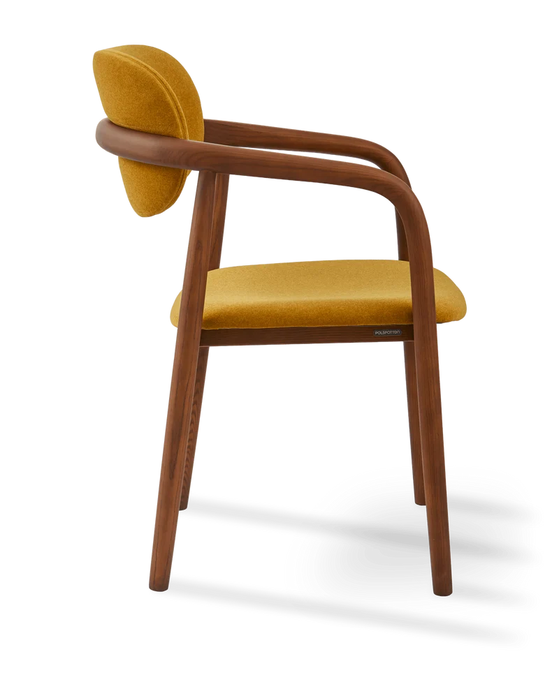 Chaise de salle à manger avec accoudoirs en tissu jaune et bois de frêne Soft Henry - Pols Potten