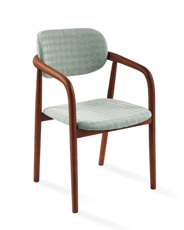 Chaise de salle à manger avec accoudoirs en tissu vert clair et bois de frêne Squared Henry - Pols Potten