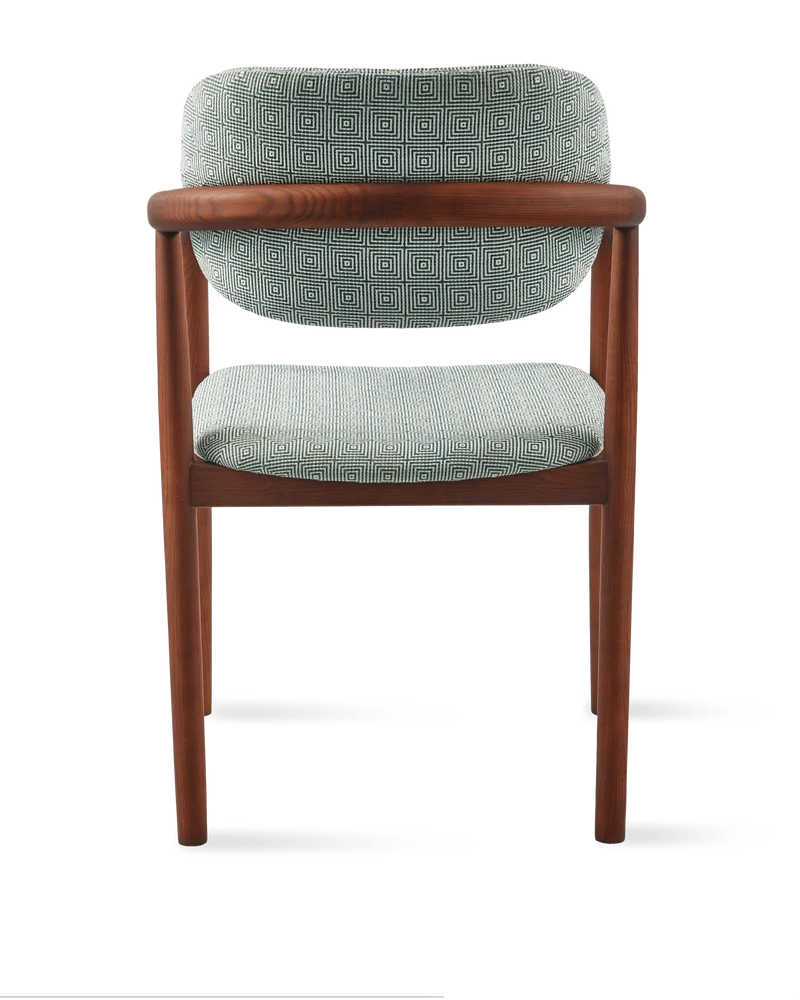 Chaise de salle à manger avec accoudoirs en tissu vert clair et bois de frêne Squared Henry - Pols Potten