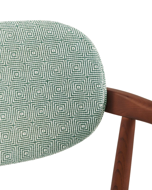 Chaise de salle à manger avec accoudoirs en tissu vert clair et bois de frêne Squared Henry - Pols Potten