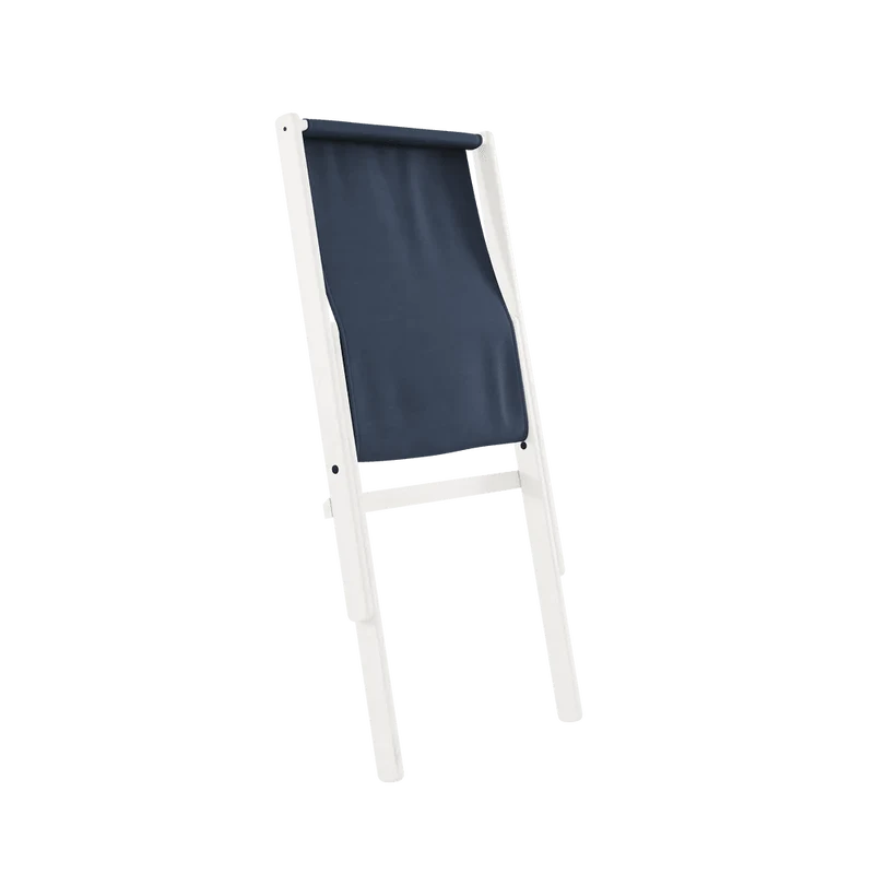 Chaise pliante en hêtre blanc et matelas en coton bleu marine 65x88x75cm Boogie raw - Karup Design