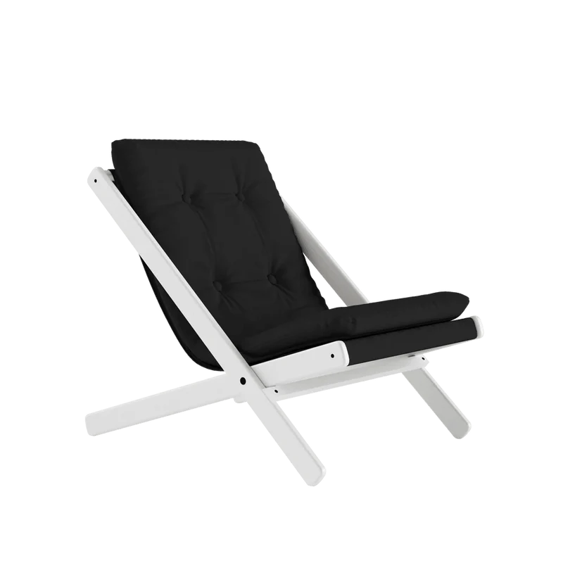 Chaise pliante en hêtre blanc et matelas en coton gris foncé 65x88x75cm Boogie raw - Karup Design