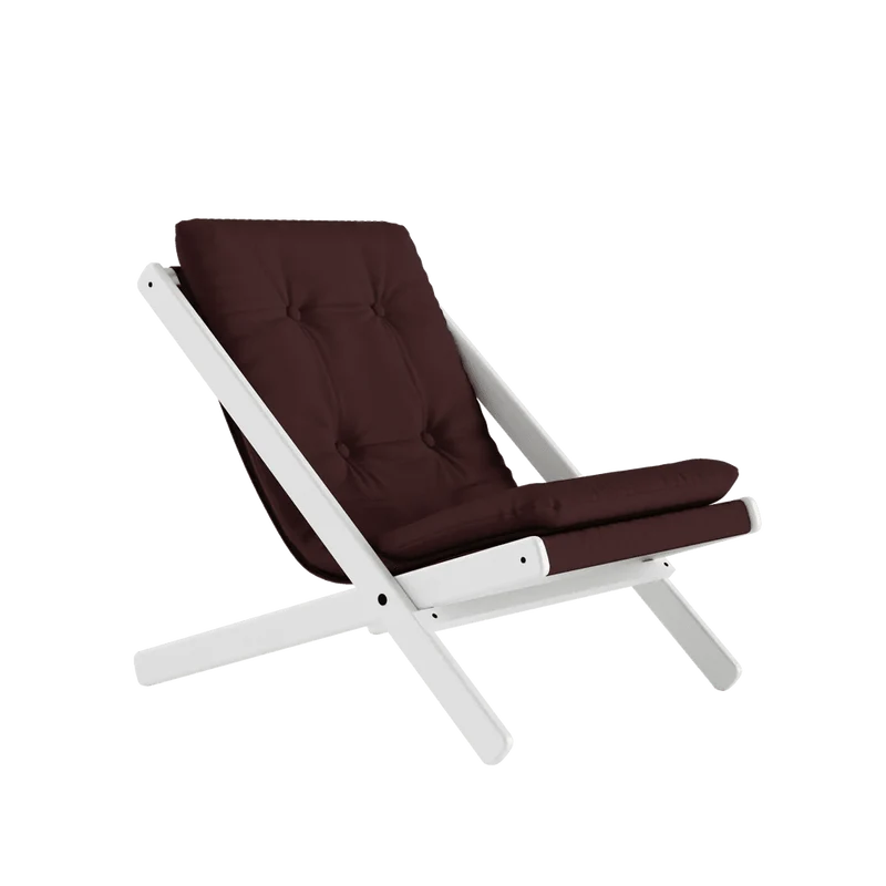 Chaise pliante en hêtre blanc et matelas en coton marron 65x88x75cm Boogie raw - Karup Design