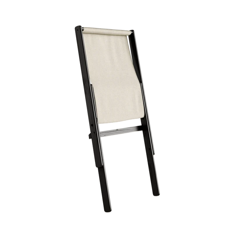 Chaise pliante en hêtre noir et matelas en coton lin 65x88x75cm Boogie raw - Karup Design