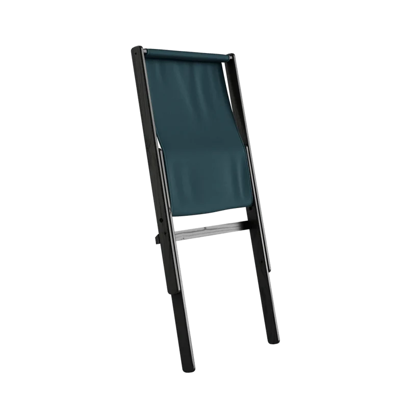 Chaise pliante en hêtre noir et matelas en coton bleu pétrole 65x88x75cm Boogie raw - Karup Design