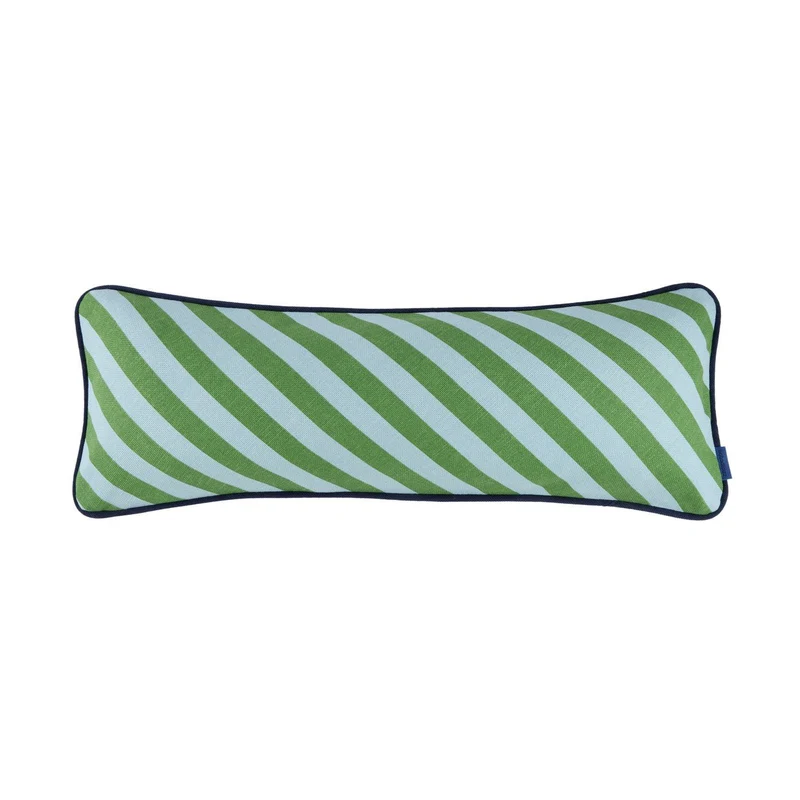Coussin rectangulaire en coton bio à rayures vert et bleu 70 x 25 x 13 cm Ray - Nobodinoz
