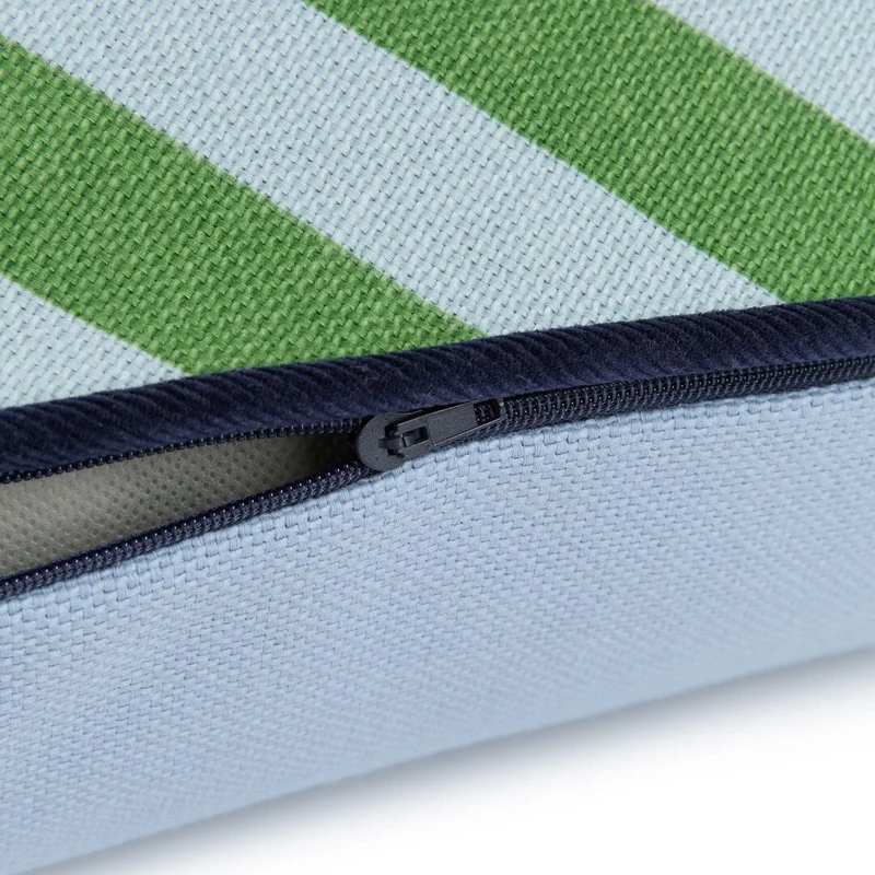 Coussin rectangulaire en coton bio à rayures vert et bleu 70 x 25 x 13 cm Ray - Nobodinoz