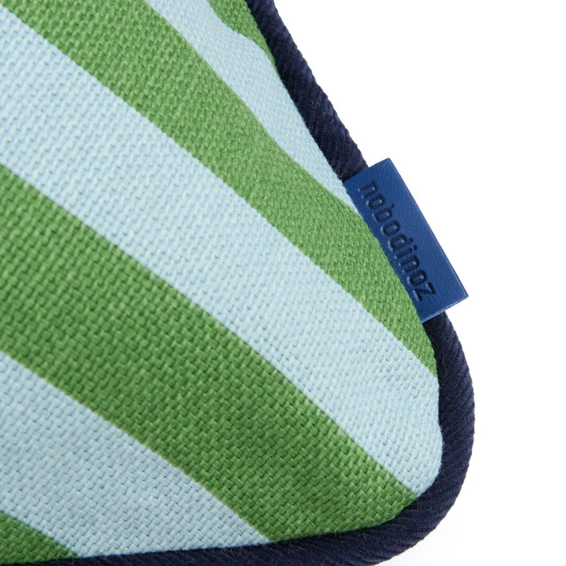 Coussin rectangulaire en coton bio à rayures vert et bleu 70 x 25 x 13 cm Ray - Nobodinoz
