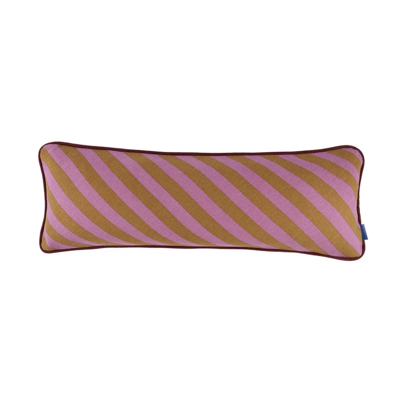 Coussin rectangulaire en coton bio à rayures rose et jaune curry 70 x 25 x 13 cm Ray - Nobodinoz