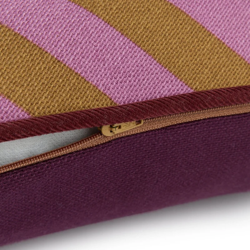 Coussin rectangulaire en coton bio à rayures rose et jaune curry 70 x 25 x 13 cm Ray - Nobodinoz