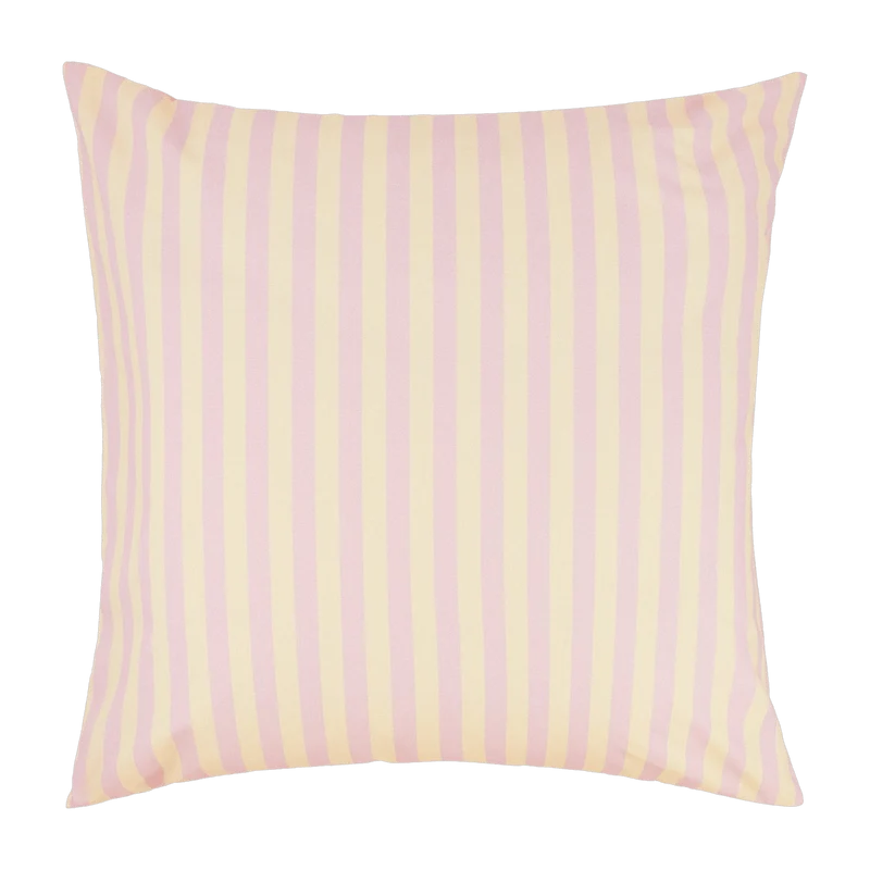 Taie d'oreiller carrée en popeline de coton bio à rayures jaune et rose 60 x 60 cm Sheldon - Nobodinoz