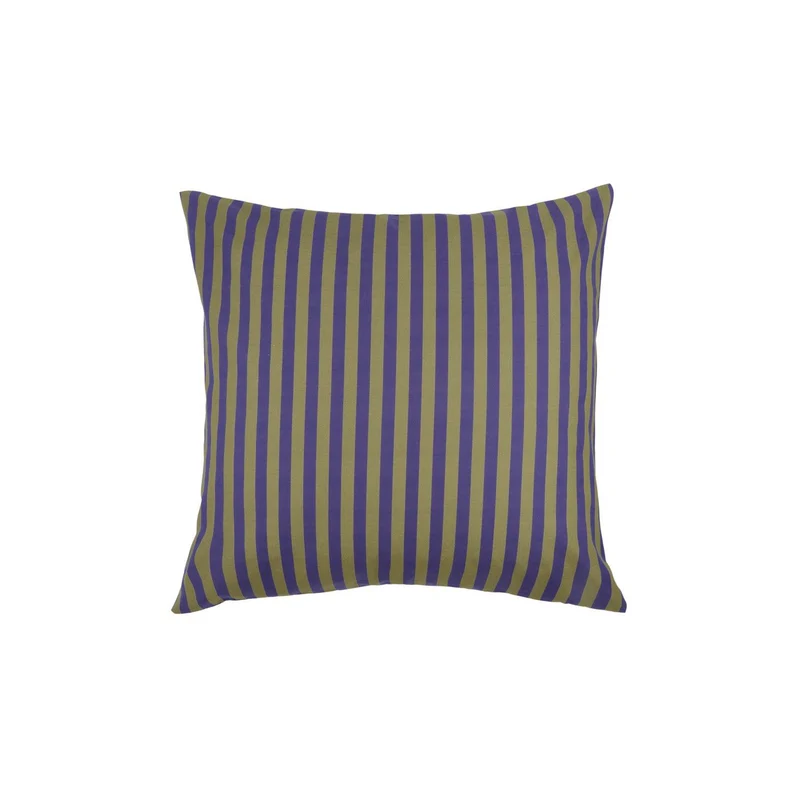 Taie d'oreiller carrée en popeline de coton bio à rayures bleu indigo 60 x 60 cm Sheldon - Nobodinoz