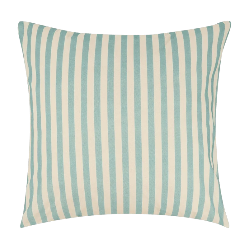 Taie d'oreiller carrée en popeline de coton bio à rayures bleu turquoise 60 x 60 cm Sheldon - Nobodinoz