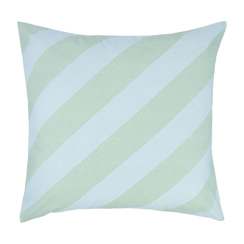 Taie d'oreiller carrée en popeline de coton bio à rayures bleu et vert 60 x 60 cm Sheldon - Nobodinoz